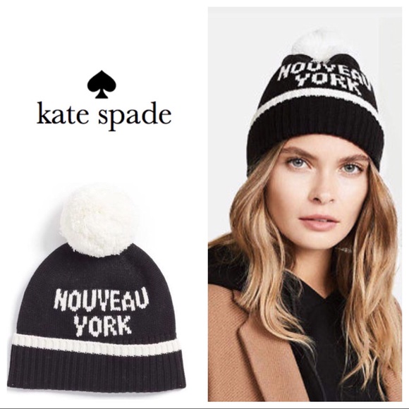 kate spade Accessories - Kate Spade Nouveau York Pom Pom Beanie